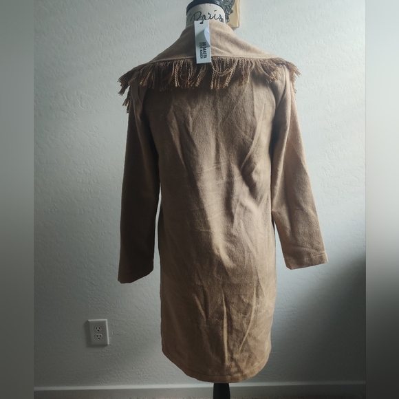 🆕 BB Dakota Steve Madden Beige Tan Suede Western Fringed Trenchcoat Jacket_XS - Picture 3 of 10